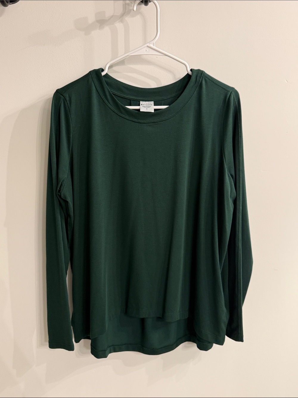 Athleta Long Sleeve flowy Crew Neck Top - Dark Green
